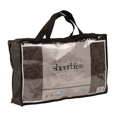 Sheerbliss Microcloud Luxury Travel Pillow in bag